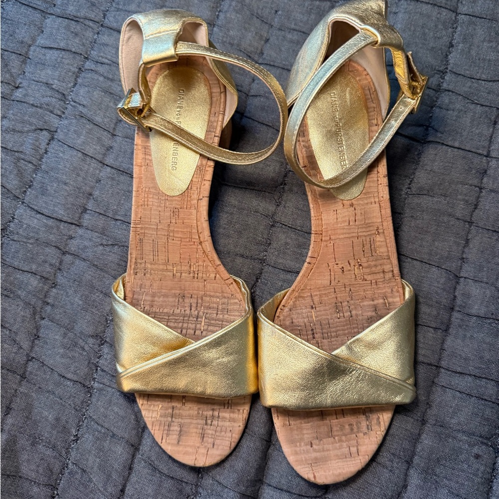 DVF Gold Leather Sandals